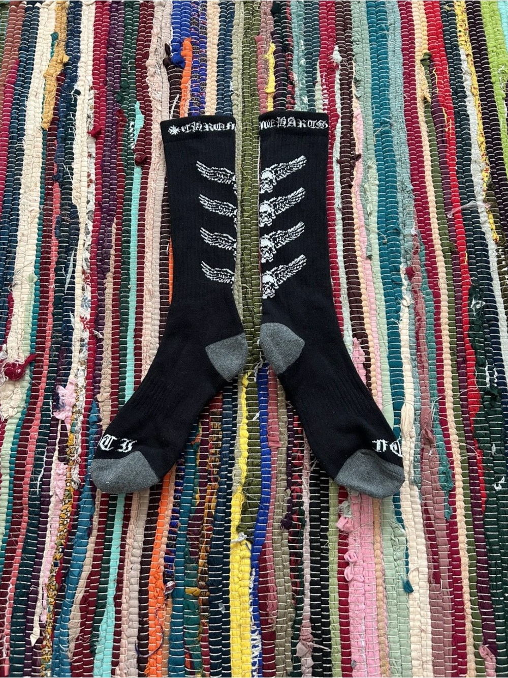 Black Chrome Heart Foti Socks